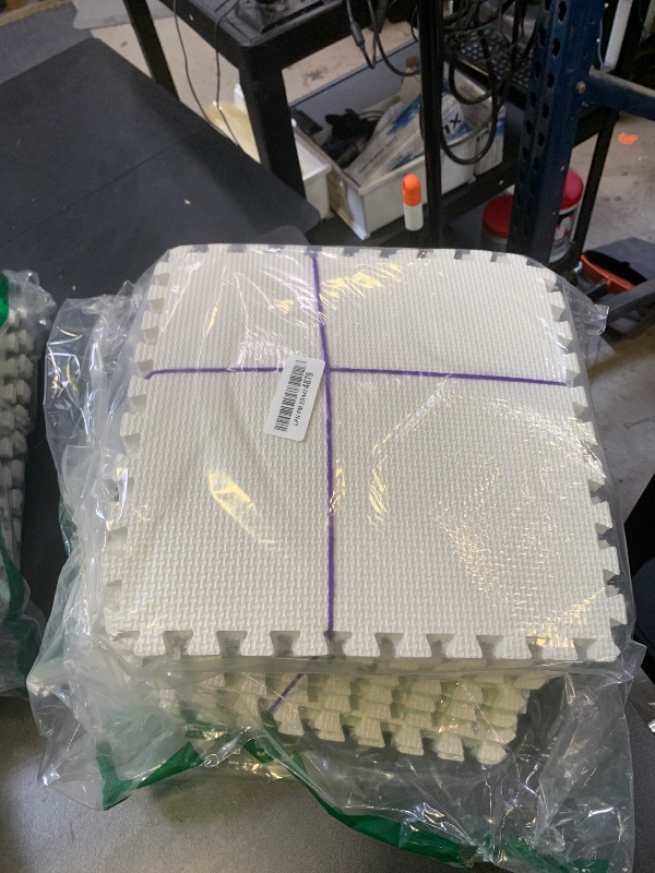 Photo 1 of 12pcs Carpet Squares Puzzle Floor Mat, Plush Interlocking Carpet Tiles, Anti Slip EVA Foam Jigsaw Floor Tiles, Build A Safe Area for Bedroom Playroom (Green+White)