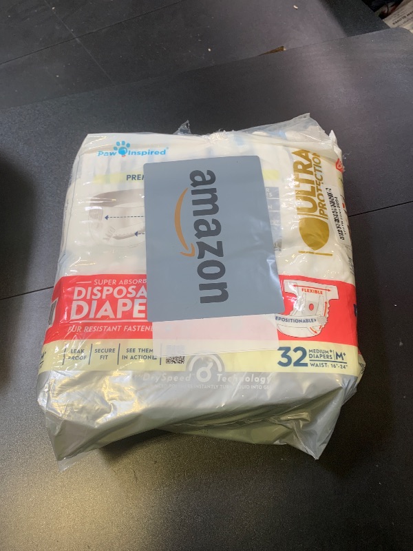 Photo 1 of Paw Inspired 32ct Disposable Dog Diapers | Female Dog Diapers Ultra Protection | Diapers for Dogs in Heat, Excitable Urination, or Incontinence (Medium Plus)