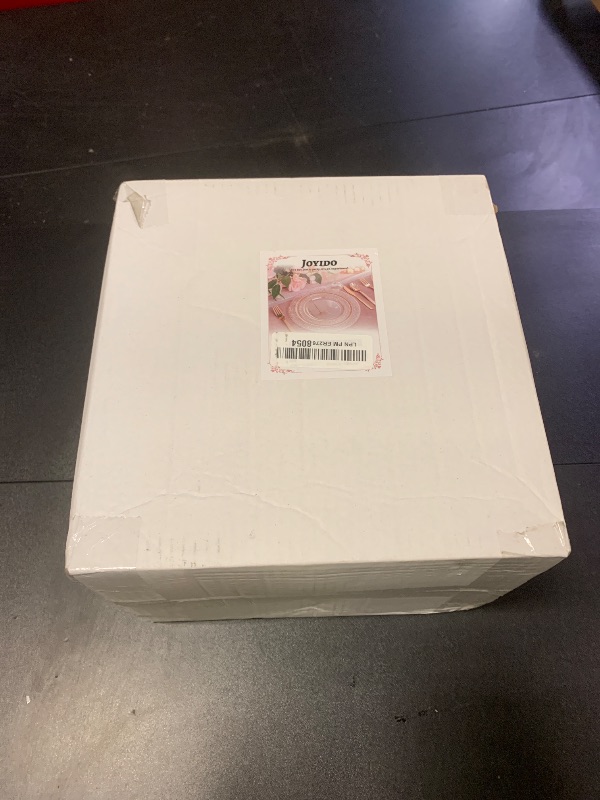 Photo 1 of Joyido 102PCS Rose Gold Plastic Plates - Clear Rose Gold Disposable Plates Include 51PCS 7.5inch Dessert Plate 51PCS 10.25inch Dinner Plate Perfect for Weddings Parties