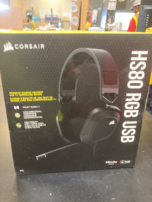 Photo 1 of Corsair HS80 RGB USB Premium Gaming Headset with Dolby Audio 7.1 Surround Sound (Broadcast-Grade Omni-Directional Microphone, Memory Foam Earpads, High-Fidelity Sound, Durable Construction) Carbon