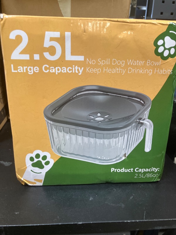 Photo 1 of Newget 2.5L Dog Water Bowl No Spill, 86oz Spill Proof Dog Bowl for Slow Drinking, Anti Splash No Mess Transparent Pet Water Feeder, Vehicle Carried Portable Travel Bowl for Sloppy Messy Drinkers