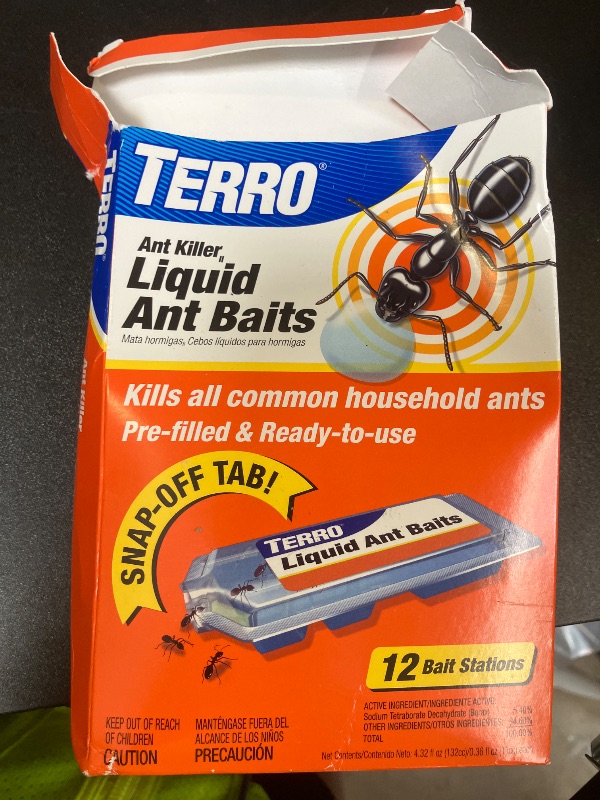 Photo 1 of TERRO Ant Killer Bait Stations T300B - Liquid Bait to Eliminate Ants - 12 Count Stations for Effective Indoor Ant Control