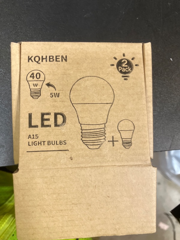 Photo 1 of KQHBEN Refrigerator Light Bulb, 40W Equivalent, 5W Daylight White 5000K E26 Base Non-Dimmable, Waterproof LED A15 Appliance Bulb for Fridge Freezer Home Lighting, 2-Pack