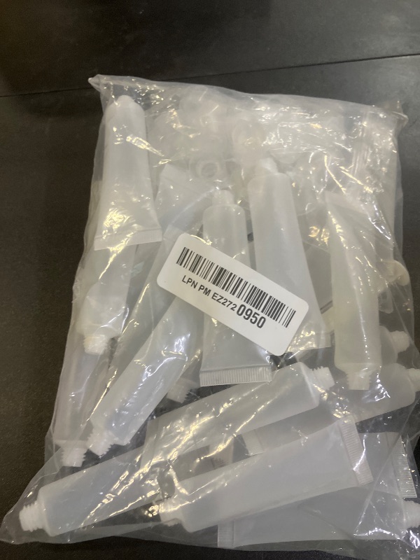 Photo 1 of BENECREAT 30 Pack 0.5oz Clear Empty Tubes with Plastic Syringes Clear Squeezable Cosmetic Containers Refillable Plastic Tubes for Shampoo Facial Cleanser Makeup Sample