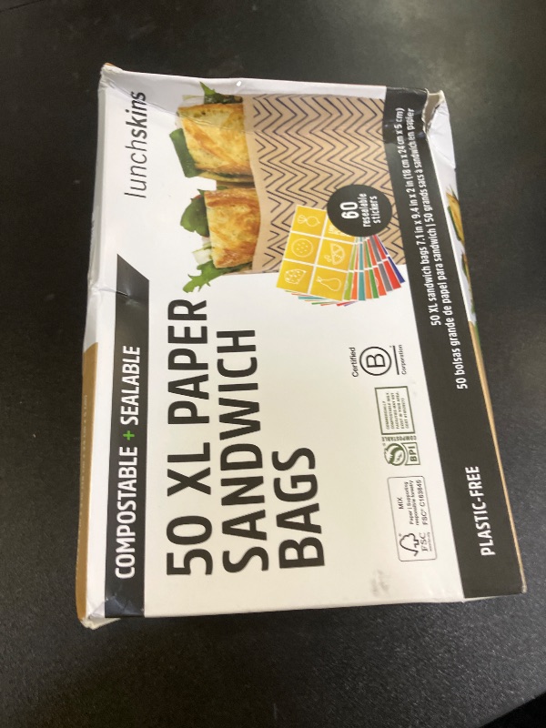 Photo 1 of Lunchskins Compostable Food Storage XL Sandwich Bags, Chevron Design, 50 Bags - Eco-Friendly, Recyclable, Made Without PFAS and BPA