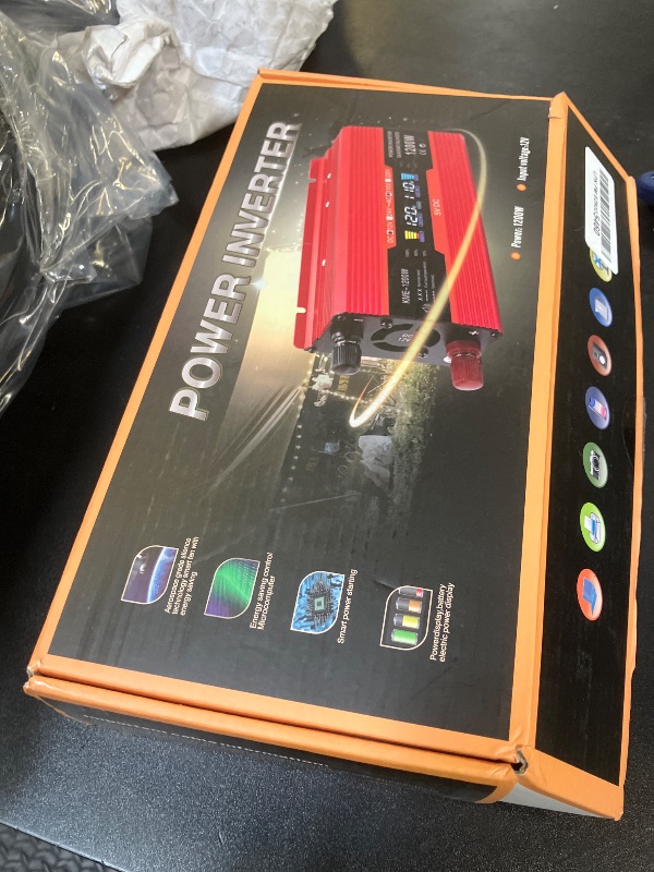 Photo 1 of 1200W Car Power Inverter DC 12V to 110V AC Converter 1200W Inverter Power Inverters with LCD Display and AC Outlets 2A USB Charging Port