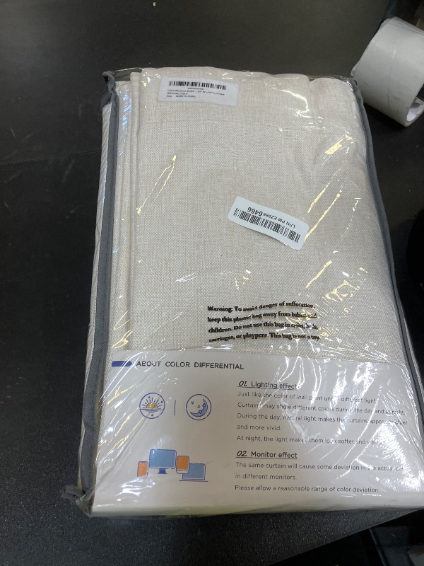 Photo 1 of 100% Blackout Shield Linen Blackout Curtains for Bedroom 84 Inches Long, Back Tab/Rod Pocket Living Room Drapes, Thermal Insulated Blackout Curtains 2 Panels Set, 50" W x 84" L, Cream