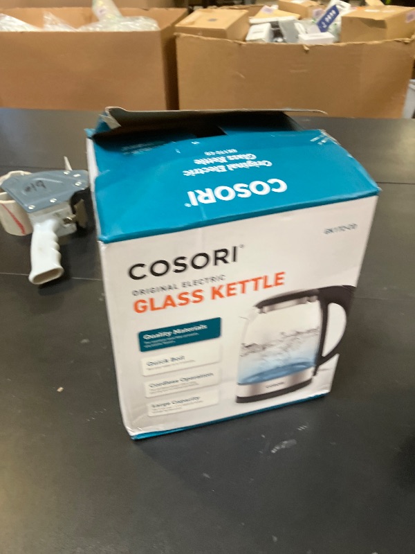 Photo 1 of Cosori Electric Kettle, No Plastic Filter & Spout, 1.7L Tea Kettle & Hot Water Boiler For Coffee & Tea, Water Heater & Teapot, Automatic Shut Off, Borosilicate glass, Black, 1500W
