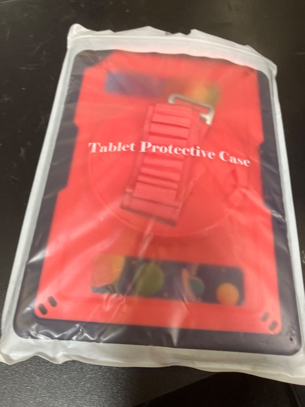 Photo 1 of SEYMAC for iPad 9th/ 8th/ 7th Generation Case 10.2 Inch, Full-Body Shockproof Protective Case with Screen Protector, 360° Rotating Stand, Hand/Shoulder Strap, Red