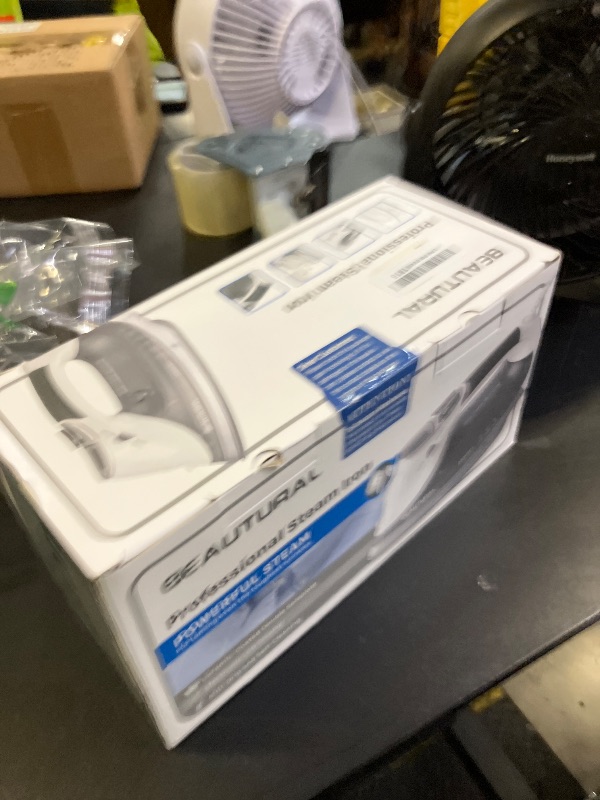 Photo 1 of BEAUTURAL 1800-Watt Steam Iron with Digital LCD Screen, Double-Layer and Ceramic Coated Soleplate, 3-Way Auto-Off, 9 Preset Temperature and Steam Settings for Variable Fabric Gray