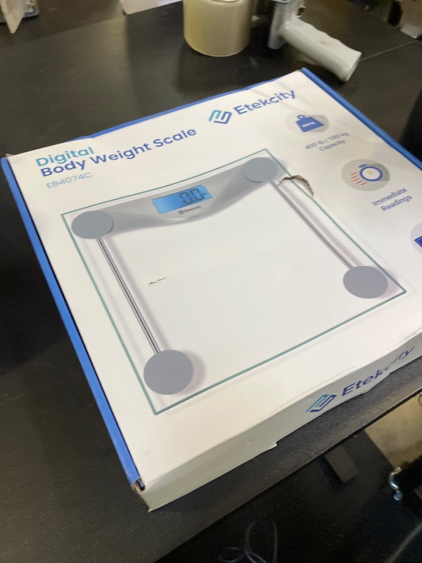 Photo 1 of Etekcity Digital Body Weight Bathroom Scale, Large Blue LCD Backlight Display, High Precision Measurements,6mm Tempered Glass, 400 Pounds