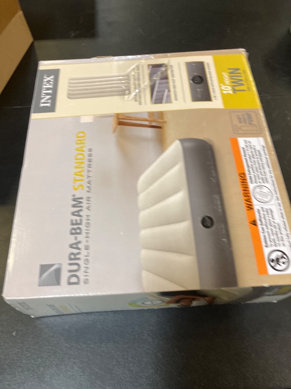Photo 1 of Intex 64101E Dura-Beam Standard Single-High Air Mattress: Fiber-Tech – Twin Size – 10in Bed Height – 300lb Weight Capacity – Pump Sold Separately