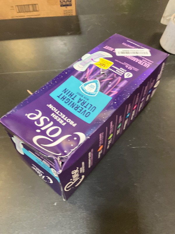 Photo 1 of Poise Overnight Ultra Thin Incontinence & Postpartum Pads with Wings for Bladder Leaks, 8 Drop Extra Absorbent, Long Length, 20 Count