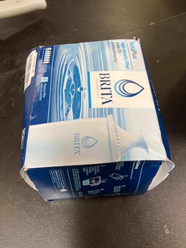 Photo 1 of Brita Plus Water Filter, BPA-Free, High-Density Replacement Filter for Pitchers and Dispensers, Reduces 2x Contaminants*, Lasts Two Months or 40 Gallons, Includes 6 Filters