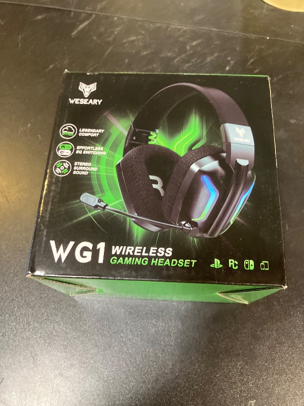Photo 1 of WESEARY Wireless Gaming Headsets for PC, PS5, PS4, Switch, Mac, 2.4GHz Wireless Gaming Headphone with ENC Noise Canceling Microphone, Bluetooth 5.4, Cool Lighting, 50H Battery, 50mm Driver