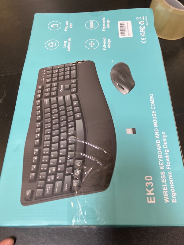 Photo 1 of Wireless Keyboard and Mouse Combo,2.4G Full Size Wave Keys Ergonomic Keyboard with Wrist Rest for Natural Typing, 3 DPI Adjustable Ergonomic Silent Mouse for Computer/Laptop/Windows/Mac (Black)