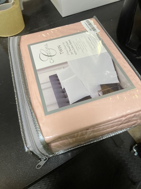 Photo 1 of Charisma 310TC Sateen Blush Twin 3 Piece Sheet Set