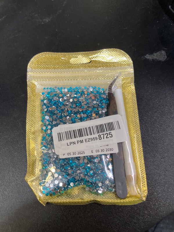 Photo 1 of 5000PCS 3mm Resin Rhinestones in Bulk (Indicolite), Bedazzling Flatback Crystals for Crafts DIY Nail Decoration, Gems Charms for Tumbler Shoes Clothing Fabric with Pickup Pen and Tweezers
