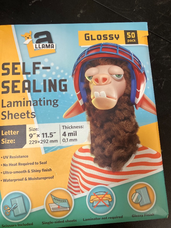 Photo 1 of Self Sealing Lamination Sheets, 9 x 11.5 Inches, 4 Mil Thick, Suited for Letter Size Self Adhesive Laminating Sheets 8.5 x 11, 50 Pack