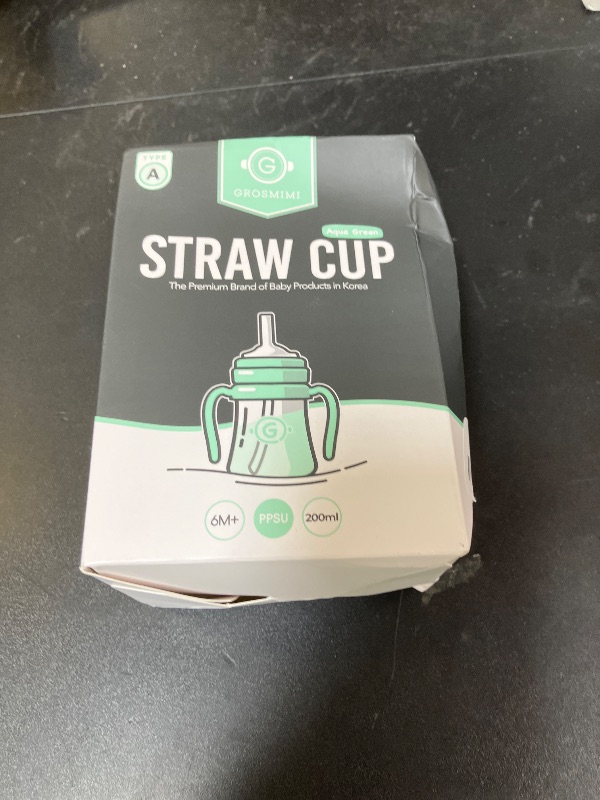 Photo 1 of GROSMIMI Spill Proof no Spill Magic Sippy Cup with Straw with Handle for Baby and Toddlers, Customizable, PPSU, BPA Free 6 oz (Aqua Green)