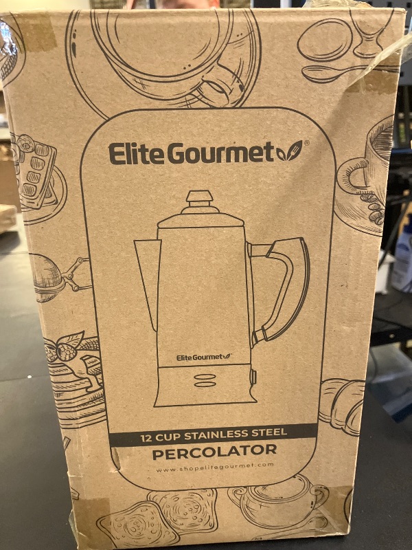 Photo 1 of Elite Gourmet EC923 Electric Coffee Percolator, BPA Free, Keep Warm, Clear Brew Progress Knob, Cool-Touch Handle, Cordless Serve, 12-Cup, Stainless Steel