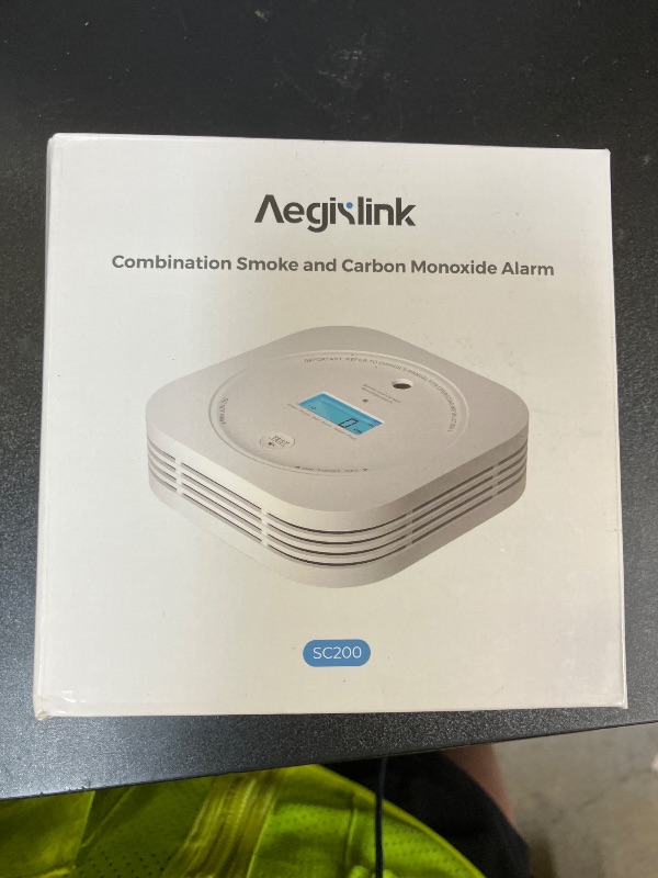 Photo 1 of Aegislink  and Carbon Monoxide Detector 10-Year Lifespan with Replaceable Battery, Photoelectric Fire Alarm and Electrochemical CO Alarm with Test/Silence Button, SC200, 1-Pack