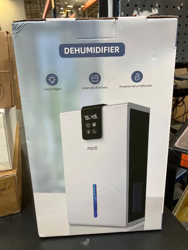Photo 1 of Dehumidifier, 98OZ Dehumidifier for Home 1000 Sq.Ft, Dehumidifiers for Basement Bedroom Bathroom with Digital Display, Auto Shut Off, 7 Colors LED Light(White)