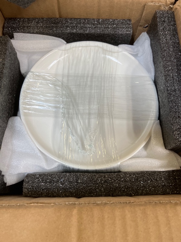 Photo 1 of XINLTC 16 Piece Ceramic Appetizer Plates, 5.6 Inch Small Dessert Plates Set, White Round Plates for Bread, Butter, Snack, Lightweight Dinnerware Saucer Sets - Ivory, Oven, Microwave & Dishwasher Safe