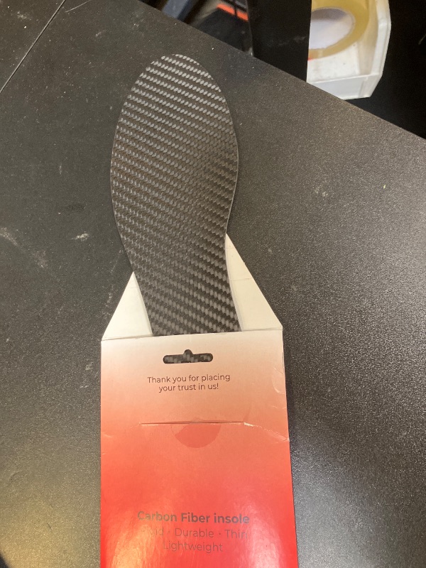 Photo 1 of EstCarbon - Carbon Fiber Insole - 1 pc, Men 9.5, Women 10-10.5 - Rigid Orthotic Insole Shoe Insert - FSA/HSA Eligible - Stiff Foot Plate - Support for Turf Toe, Flat Feet, Achilles Tendonitis