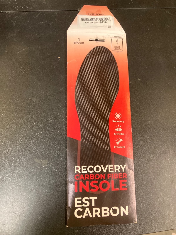 Photo 1 of EstCarbon - Carbon Fiber Insole - 1 pc, Men 9.5, Women 10-10.5 - Rigid Orthotic Insole Shoe Insert - FSA/HSA Eligible - Stiff Foot Plate - Support for Turf Toe, Flat Feet, Achilles Tendonitis