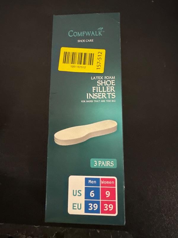 Photo 1 of Comfwalk Shoe Filler Insert - Full Length Daily Latex Foam Shoe Inserts, Shoe Insoles for Shoes That are Too Big, 3 Pairs (EU 39, US Women 9 Men 6)