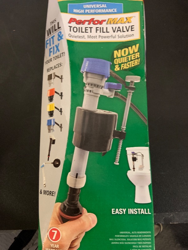 Photo 1 of Fluidmaster 400H-002 Performax Universal Toilet Fill Valve High Performance Tank and Bowl Water Control, 1-Pack, Multicolor