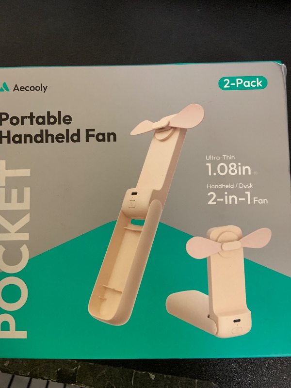 Photo 1 of Aecooly Slim Portable Fan 2 Pack, Thin Handheld Fan, USB Rechargeable Mini Personal [24H Max Cooling Time], Battery Powered Small Foldable Pocket for Travel, Summer, Gifts for Women -Black