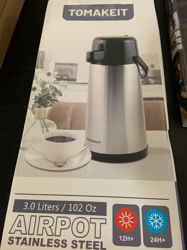 Photo 1 of Airpot Coffee Carafe for Keeping Hot,102oz/3L Coffee Dispenser Thermal with Pump,Insulated Stainless Steel Hot Beverage Dispenser for Parties,Thermal Carafe for Hot Drinks Water Tea Chocolate