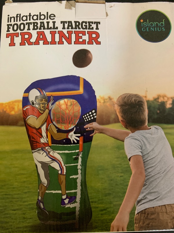 Photo 1 of Island Genius Inflatable Football Target Toss Toy and Game for Boys Ages 8-12, 60 inch Receiver with Mini Soft Football