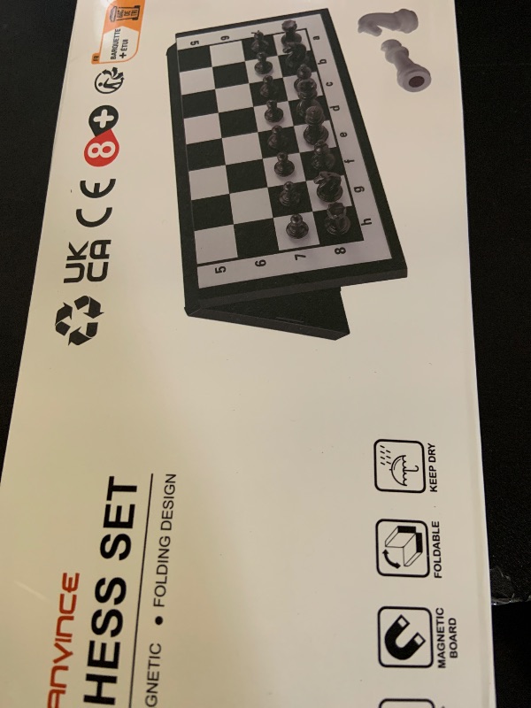 Photo 1 of Chess Sets Travel Board Games: Magnetic Folding Chess Board with Instructions Teen Gifts Family Games Educational Toys for Kids and Adults 9.5 Inch