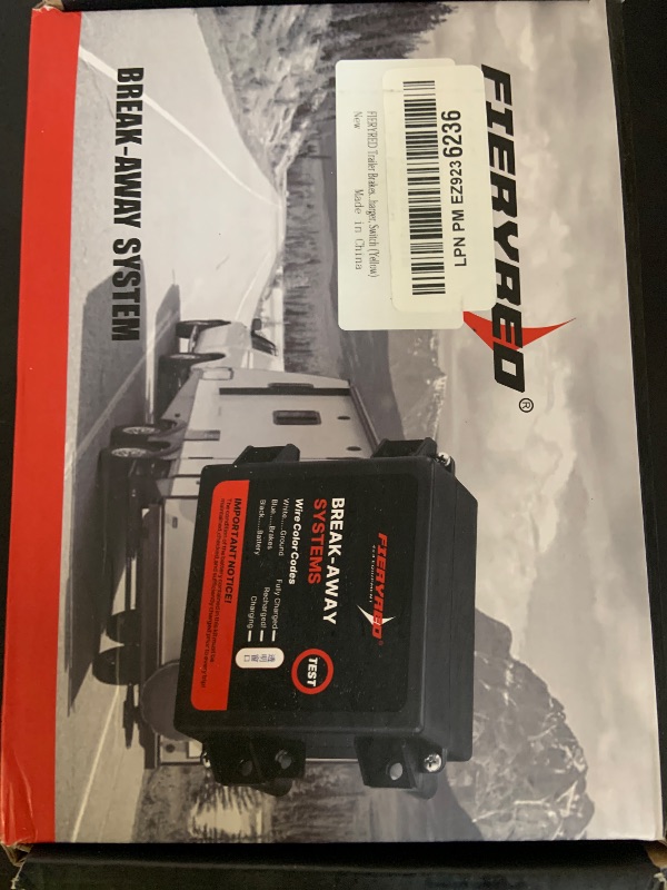 Photo 1 of FIERYRED LED Test Trailer Brakes Breakaway Kit with Battery and Switch, Side Load Break-Away Controller System, Built in 12V 5AMP Charger