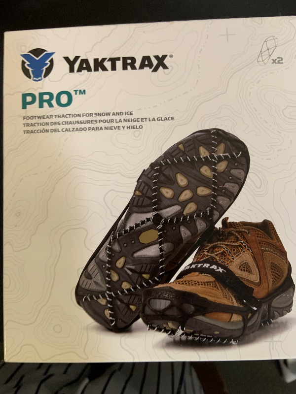 Photo 1 of Yaktrax Pro Traction Cleats for Walking, Jogging, or Hiking on Snow and Ice (1 Pair), Large , Black