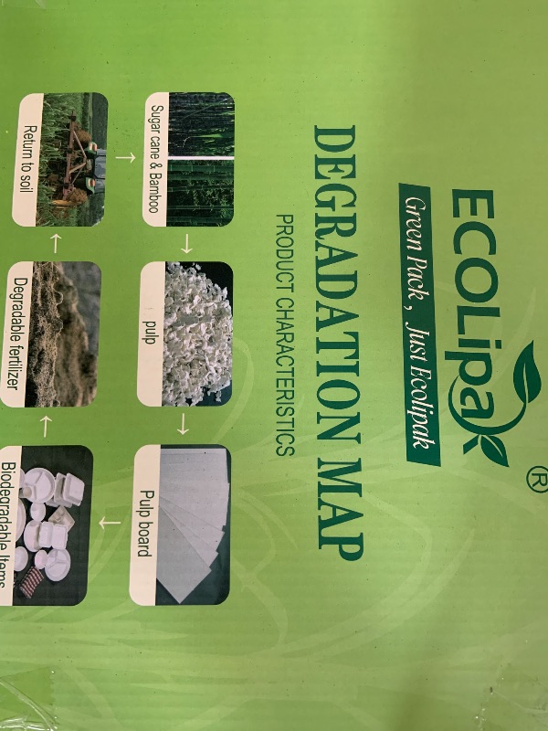 Photo 1 of ECOLipak 100% Compostable 5 Compartment Plates, 100 Pack Disposable Compartment Paper Plates, 12.5 * 8.6 inch Biodegradable Sugarcane Plates, Eco-Friendly School Lunch Trays