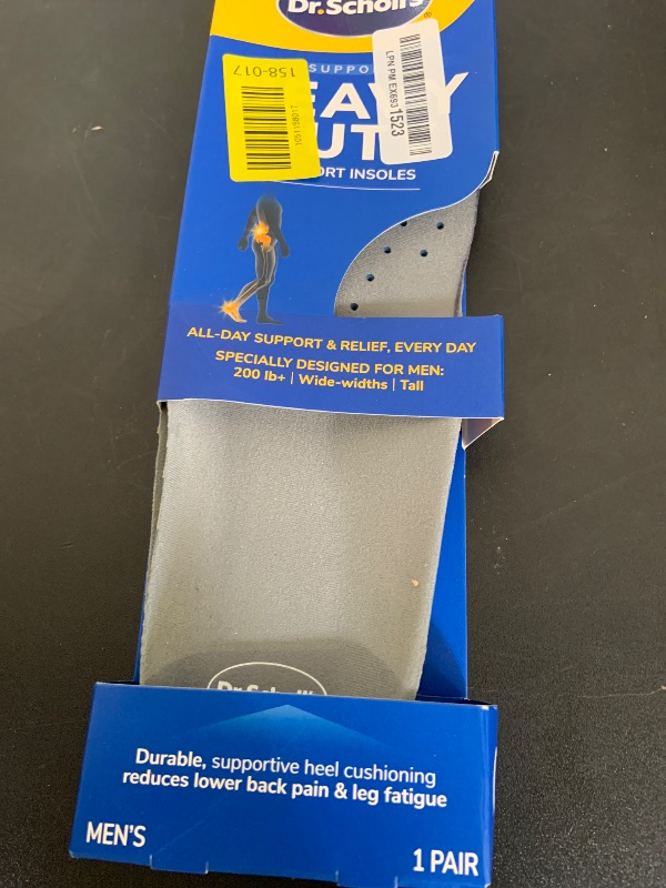 Photo 1 of Dr. Scholl's Heavy Duty Support Insole Orthotics, Big & Tall, 200lbs+, Wide Feet, Shock Absorbing, Arch Support, Distributes Pressure, Trim to Fit Inserts, Work Boots & Shoes, Men Size 8-14, 1 Pair