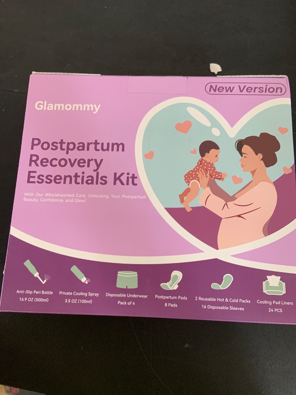 Photo 1 of Glamommy Postpartum Recovery Essentials Kit for Women, Labor & Delivery Postpartum Care, Peri Bottle, Cooling Spray, Disposable Postpartum Underwears, Postpartum Pads, Hot&Cold Packs, Soothing Liners
