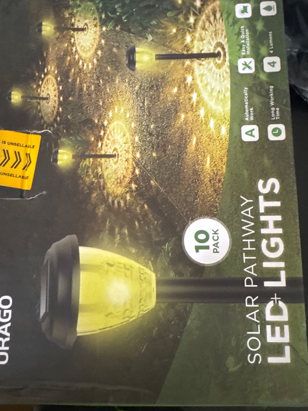 Photo 1 of URAGO Super Bright Solar Lights Outdoor Waterproof 10 Pack, Dusk to Dawn Up to 12 Hrs Solar Powered Pathway Garden Lights Auto On/Off, LED Landscape Lighting Decorative for Walkway Patio Yard