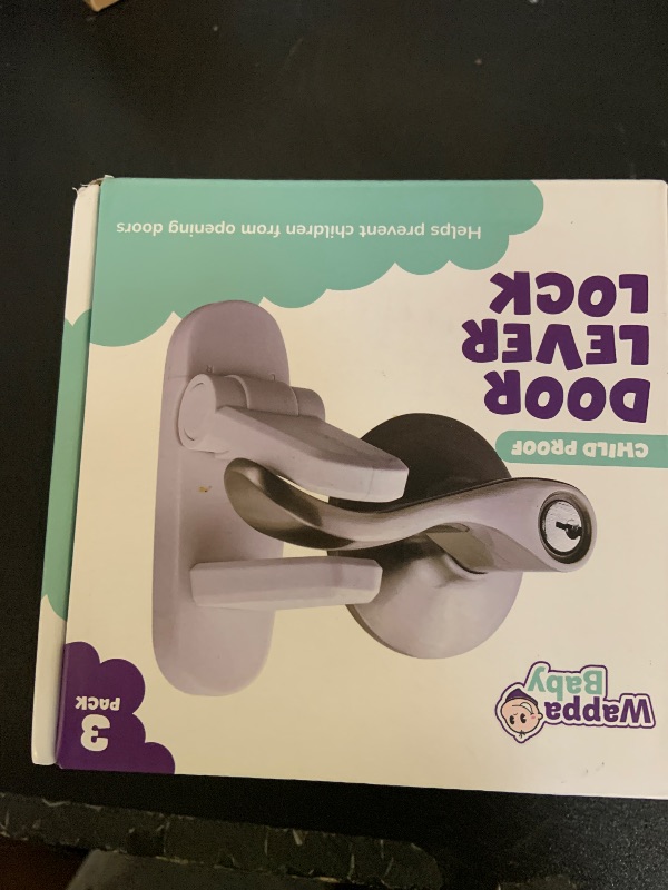 Photo 1 of Door Lever Lock (3 Pack) Prevents Toddlers from Opening Doors. 3.25" L * 1.5" W * 4.5" H Easy One Hand Operation for Adults. Durable ABS with 3M Adhesive Backing. Simple Install, No Tools Needed.