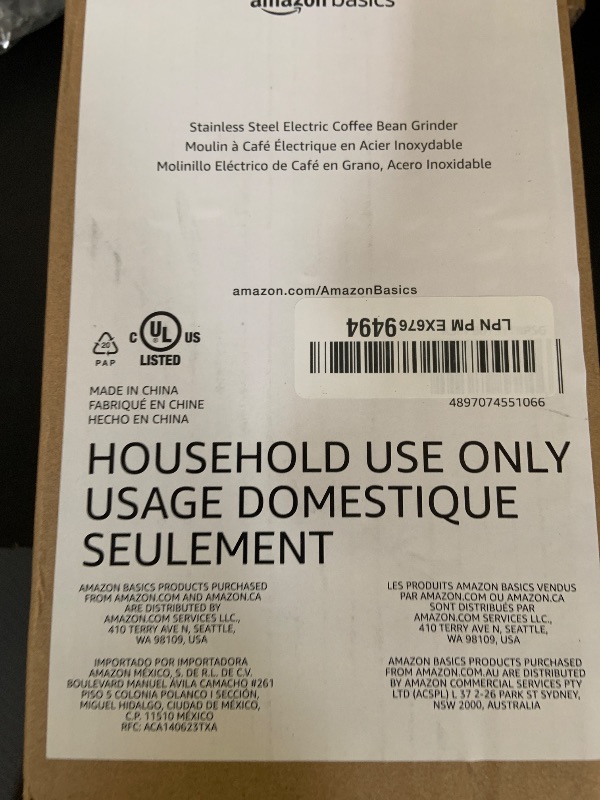 Photo 1 of Amazon Basics Electric Coffee Grinder, Coffee Bean and Spice Grinder, With Heavy-Duty Stainless Steel Grind Blades