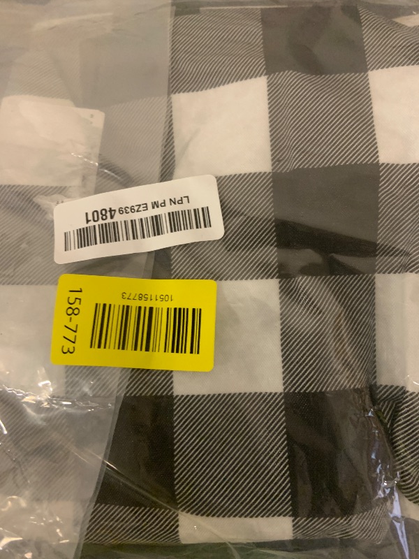 Photo 1 of Smiry Round Picnic Tablecloth, Elastic Waterproof Fitted Vinyl Tablecloths for 25"-30" Tables, Flannel Backed Buffalo Plaid Table Cover for Dining, Camping, Outdoor, Black and White