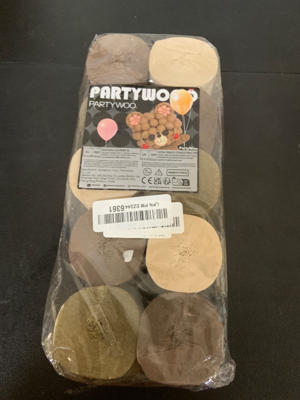 Photo 1 of PartyWoo Crepe Paper Streamers 10 Rolls 820ft, Pack of Crepe Paper in Gold, White Sand and Brown, Crepe Paper for Birthday Decorations, Party Decorations, Wedding Decorations (1.8 in x 82 Ft/Roll)