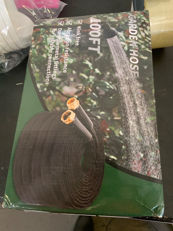 Photo 1 of CXEZSIK Garden Hose Non-Expanding 100ft, Flexible Garden Hose with 10 Function Hose Nozzle, Lightweight, Kink Free and Water Hose for Outdoor,Yard, Lawn, Car Wash, Marine,and Camper Use