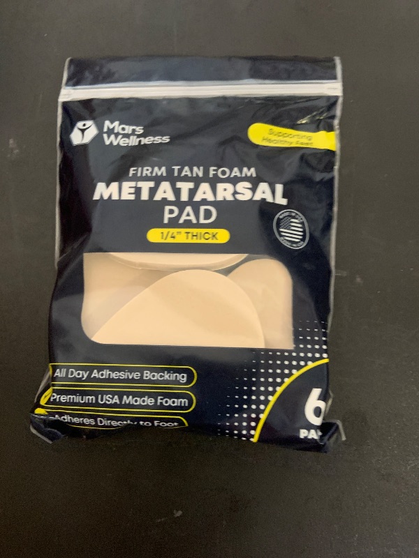 Photo 1 of Metatarsal Firm Tan Foam Foot Pad - 1/4" Thick Foam Pad Cushions - 6 Pairs (12 Pieces)