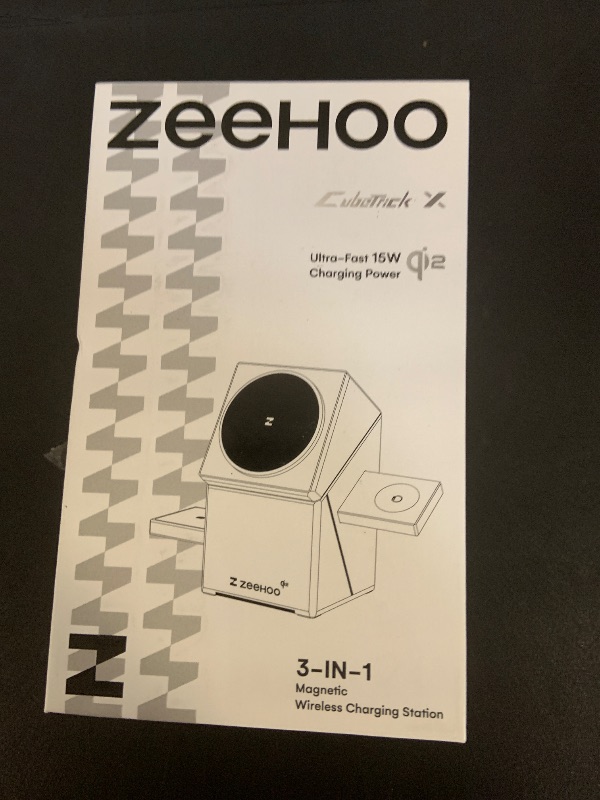 Photo 1 of ZEEHOO 3 in 1 Charging Station for Apple, iPhone Mag-Safe Charger, Qi2 Certified, Rotating Wireless Charger Stand for iPhone 16,15,14,13,12 Series, Apple Watch, AirPods (USB-C Charger Included)
