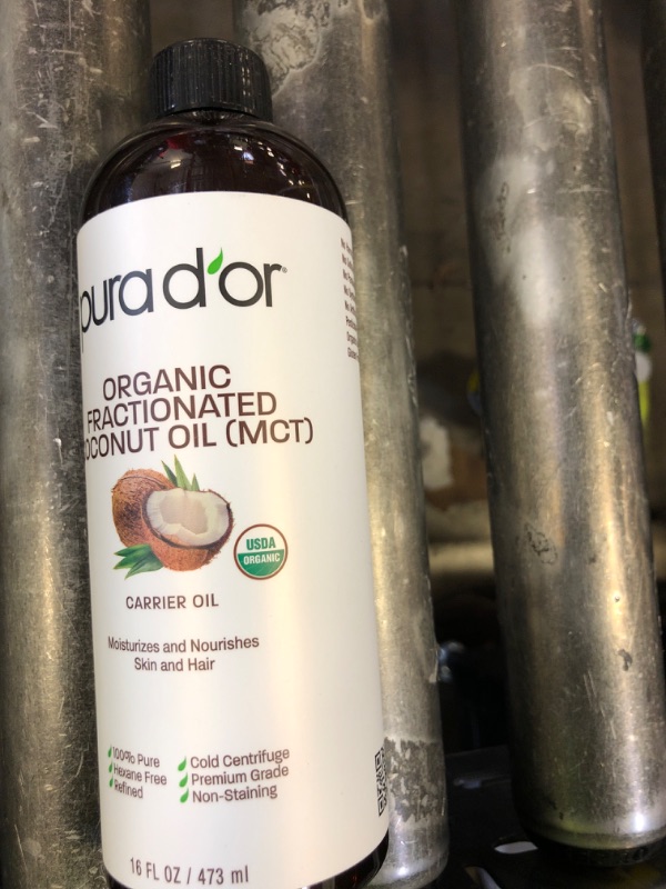 Photo 1 of PURA D'OR 16 Oz ORGANIC Fractionated Coconut Oil - MCT Oil - 100% Pure & Natural USDA Certified Cold Pressed Carrier Oil - Unscented, Hexane Free Moisturizer For Face, Skin & Hair Tonic - Men & Women